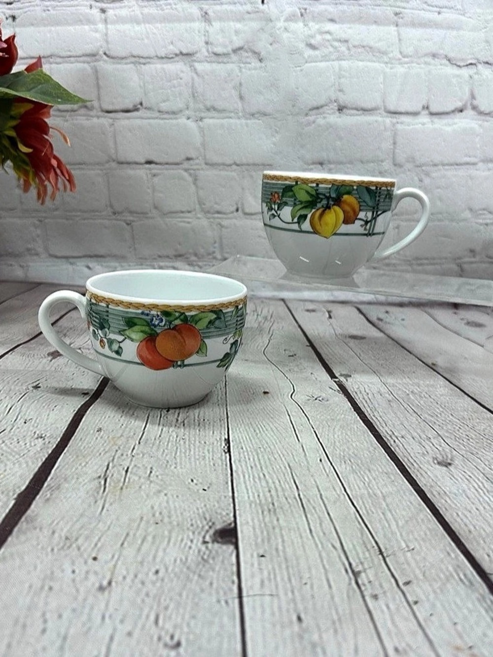 Wedgwood Runnymede Fruit Pattern Porcelain Cups